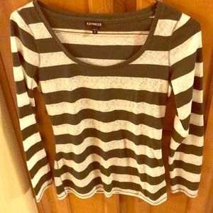 EXPRESS Olive & Cream Stripe Shirt